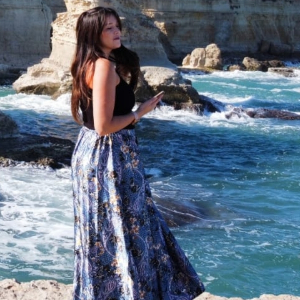 Beautiful Blue Patterned Women's Skirt